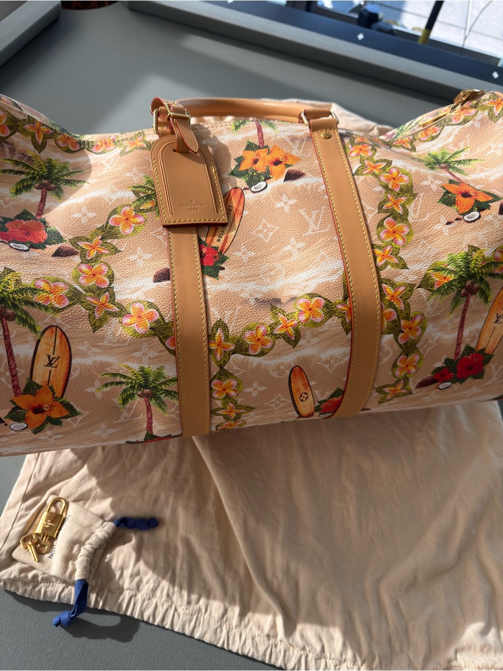 Louis Vuitton Beige Tropical Surf Keepall. Pharrell Williams collab - Picture 8 of 10